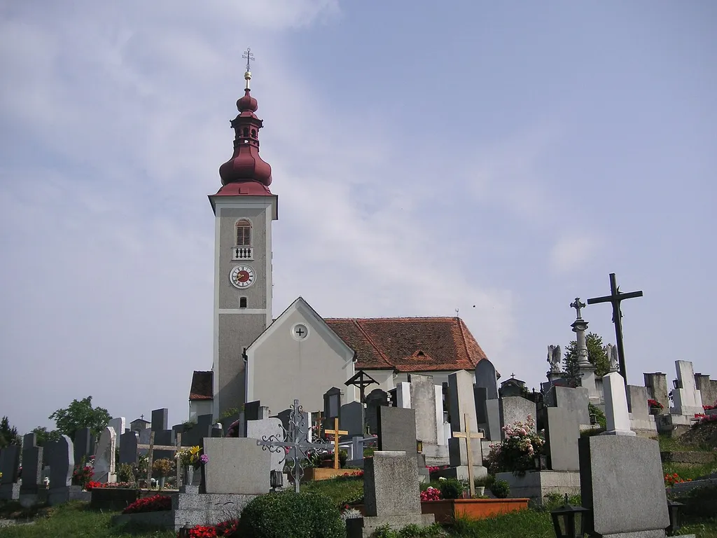 The church of St. Oswald bei Plankenwarth. View from the cemetry to the north.