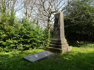 Obelisk monument to Edward Gore Langton, in churchyard to north east of Holy Trinity Church