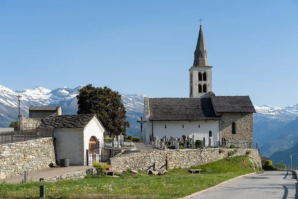 The old Saint-Sylvie Church in Vex, Switzerland.