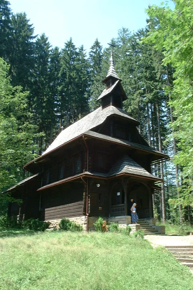 Poland, Wisla-Czarne - wooden church nearby President's Palace.