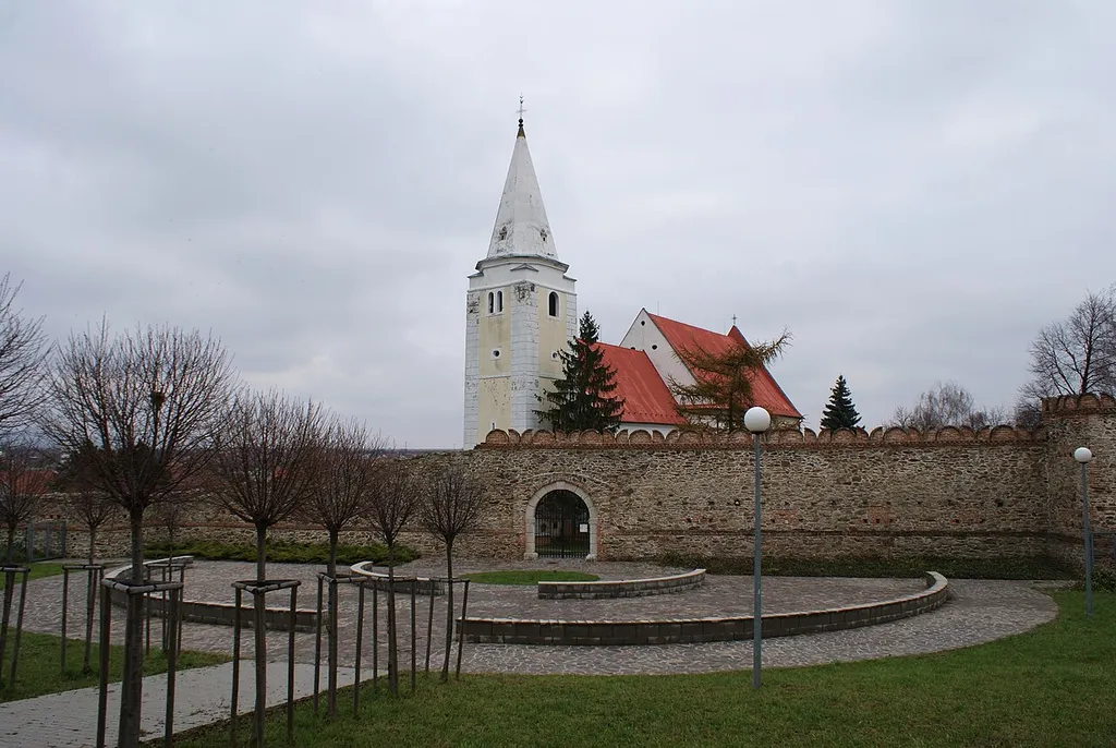 Church in Šenkvice, Slovakia, seen from the rear