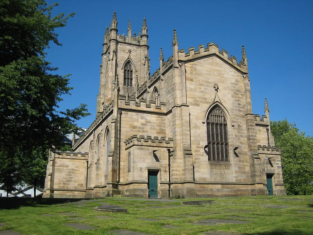 Former parish church of St George, Sheffield, South Yorkshire, seen from east-southeast