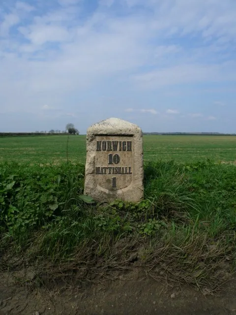 Milestone Milestone (Norwich 10, Mattishall 1) on Mattishall Road, East Tuddenham, Norfolk