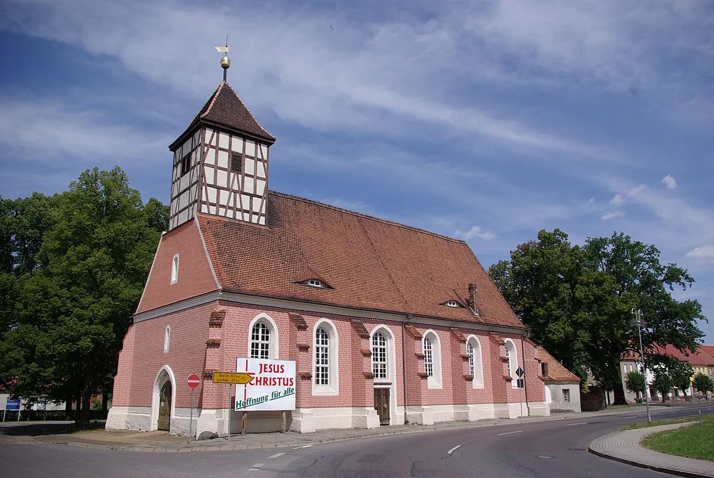 Sonnewalde in Brandenburg. Die Kirche stammt wahrscheinlich aus dem 15. Jahrhundert. Die Kirche steht unter Denkmalschutz.