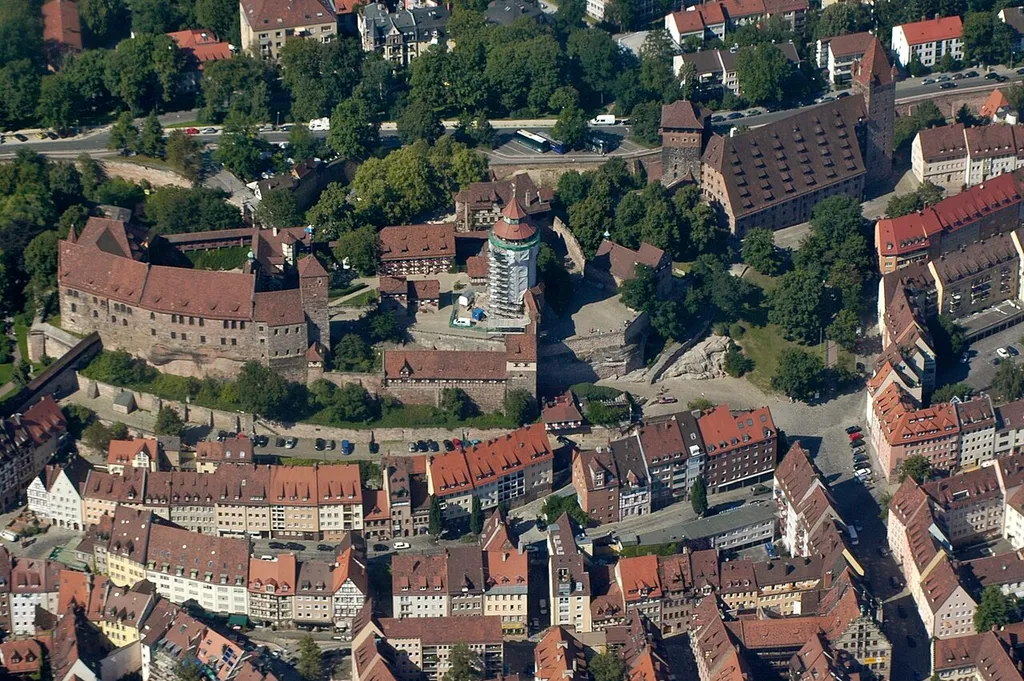 Aerial photography of the castle in Nuremberg, Germany