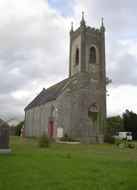 Former church, Knocktopher, Co. Kilkenny. From the architectural style this probably belonged to the Church of Ireland. There is an Art Glass Studio at the rear.