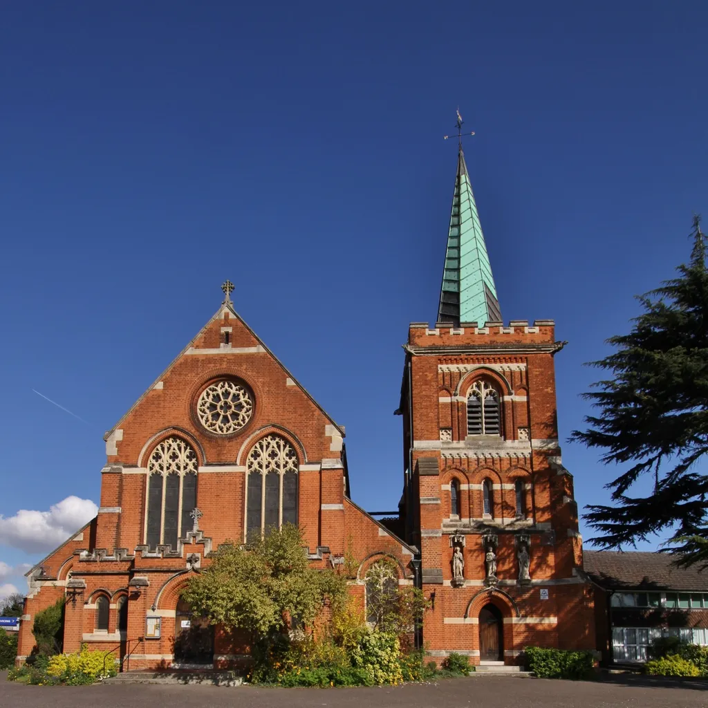 St Peter's parish church, Staines, Middlesex (now Surrey), seen from the west