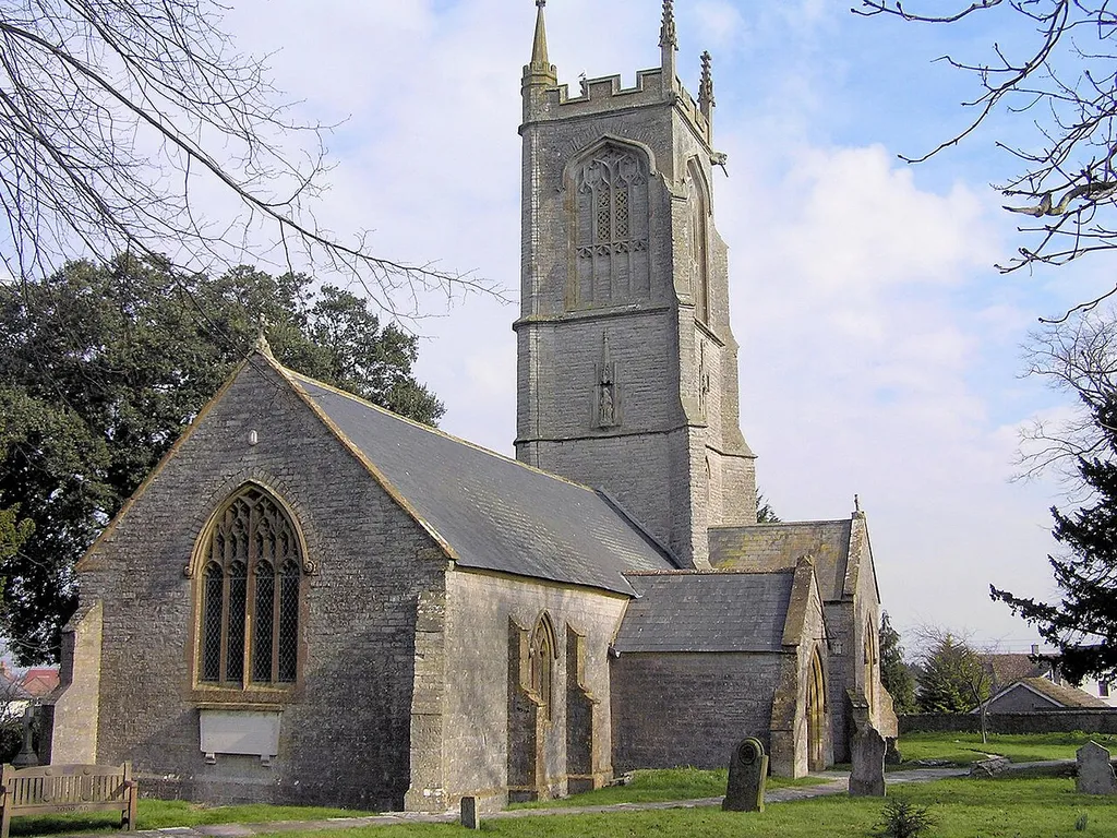 Othery Church. A view of the West side of the church.