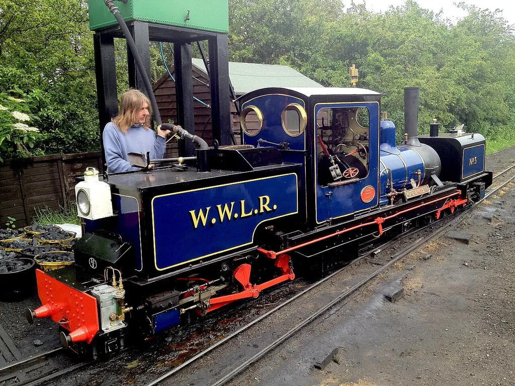 Wells &amp; Walsingham Light Railway locomotive "Norfolk Hero" taking on water at Wells station.