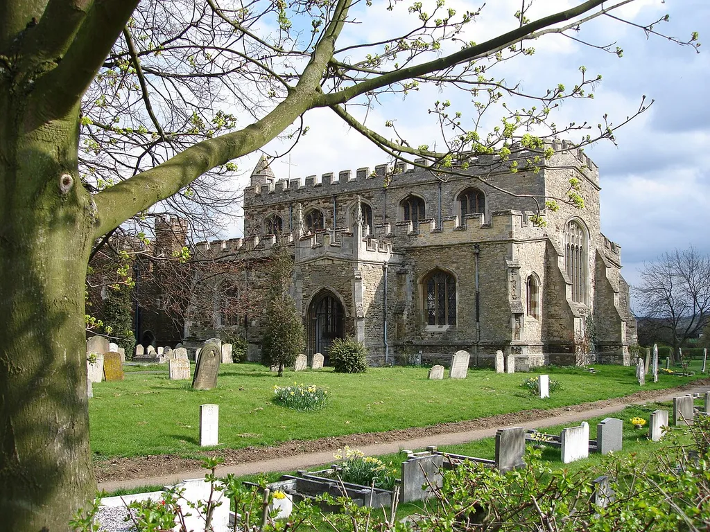This is a picture of St Mary's church in Marston Moretaine taken easter 2006. (GrahameR)
