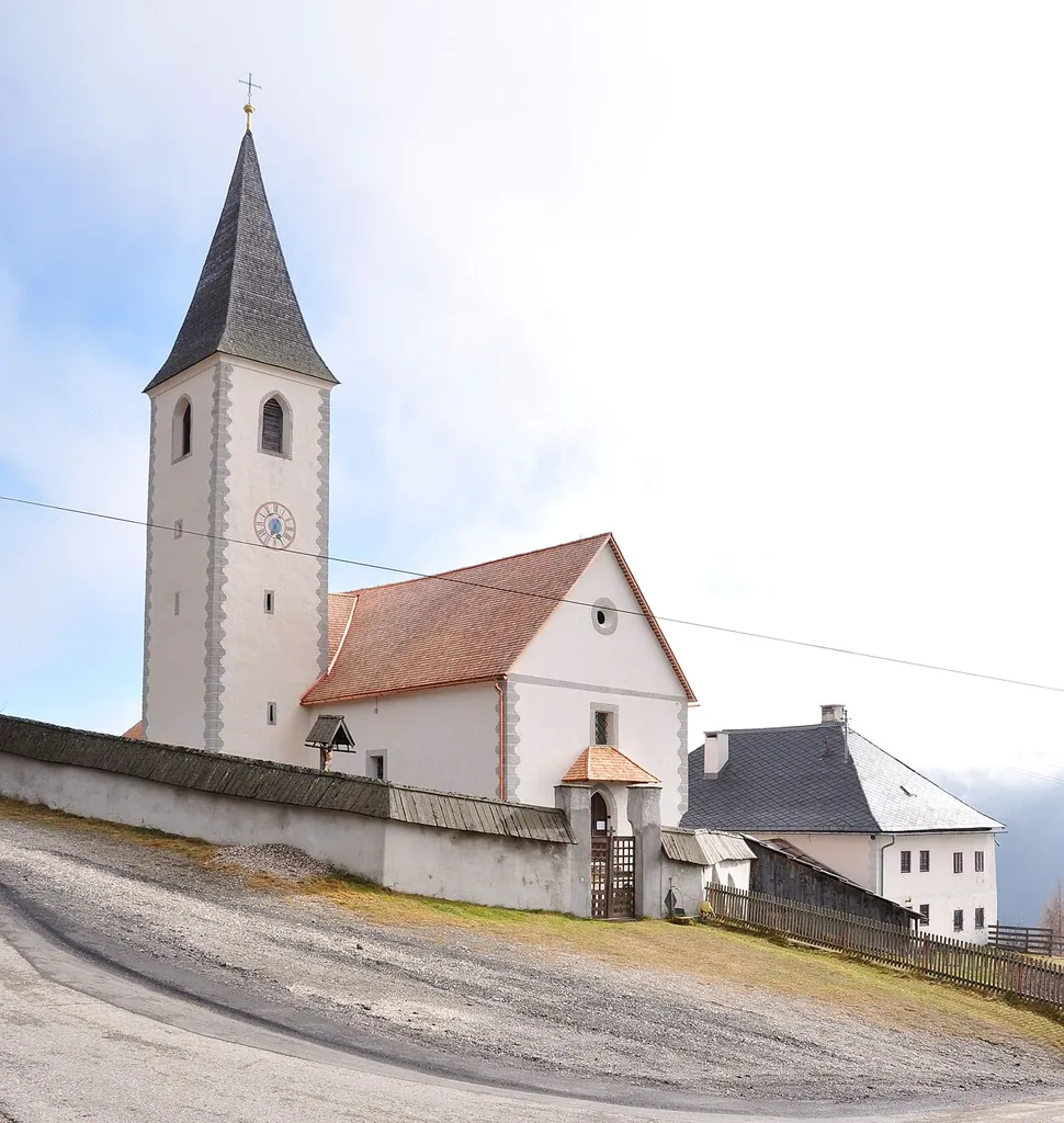 Parish church Saint Lawrence, cemetery and rectory at Sankt Lorenzen #12, municipality Reichenau, district Feldkirchen, Carinthia / Austria / EU
