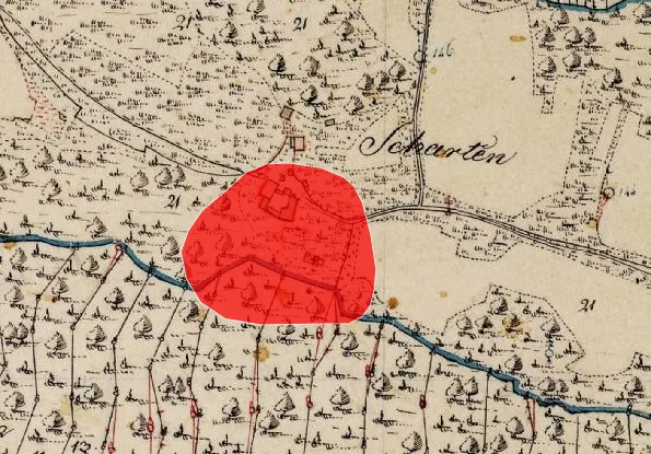 Lageplan der Burg Scharten auf dem Urkataster von Bayern