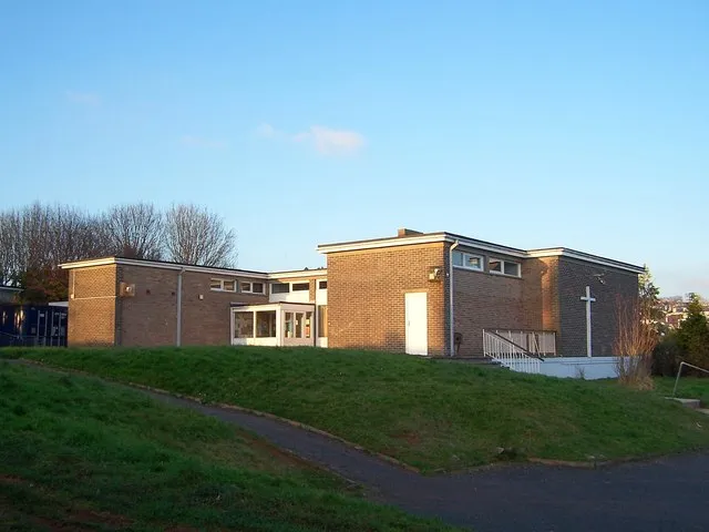 St Boniface' parish church and hall, Belfield Road, Paignton, Devon, seen from the south