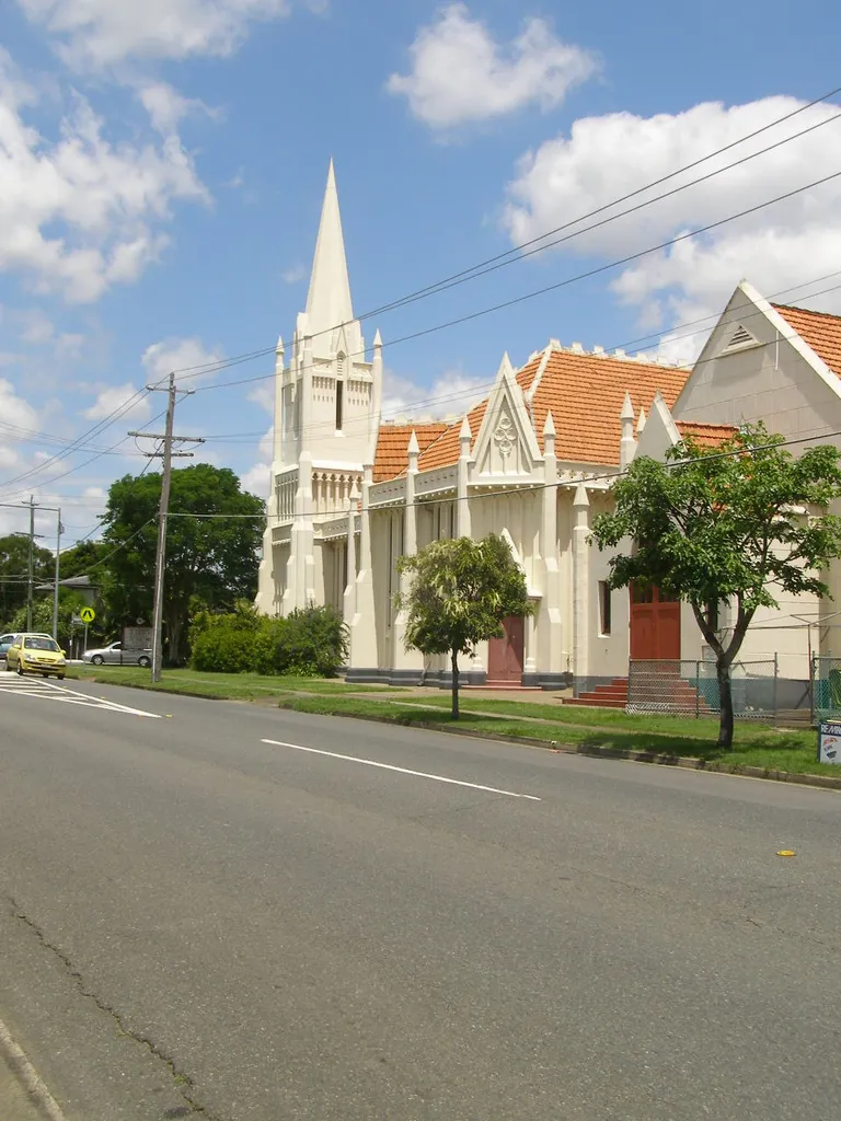 Graceville Uniting Church (formerly Graceville Methodist Church) on the north-west corner of the intersection of Oxley Road and Verney Road, Graceville, Brisbane, Queensland, Australia