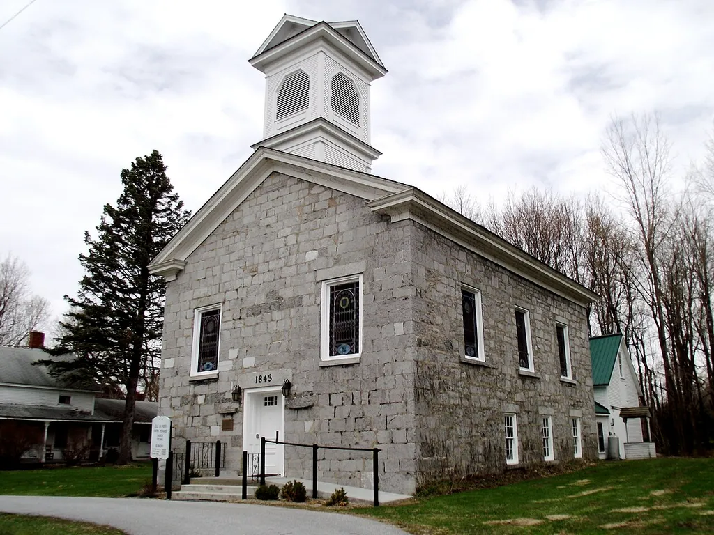 Methodist-Episcopal Church of Isle La Motte, built in 1843, also served as a schoolhouse and as town hall.