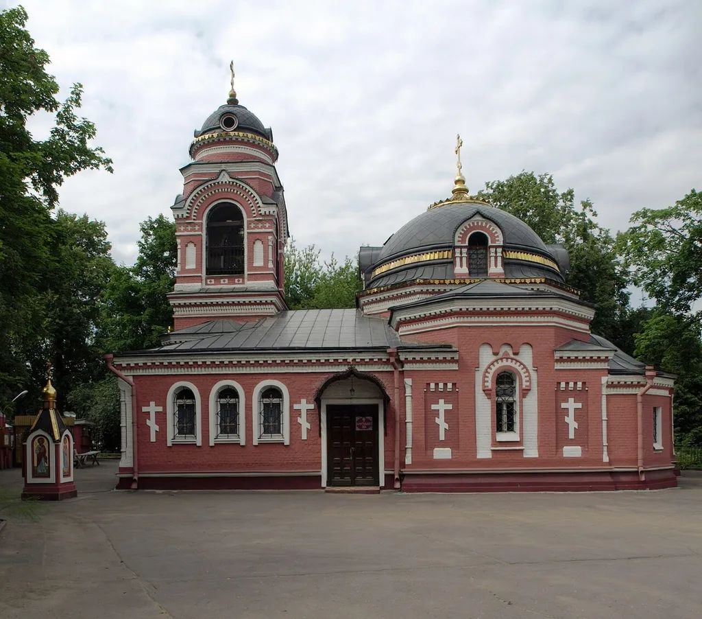 Сhurch of Theotokos Orans in Aksinyino (present-day Northern district of Moscow). Built in 1884 in Byzantine Revival style by architect Alexander Weydenbaum. The church was never closed in Soviet period.