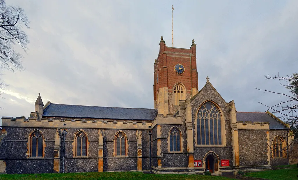 Kingston, All Saints church, from the churchyard by the market