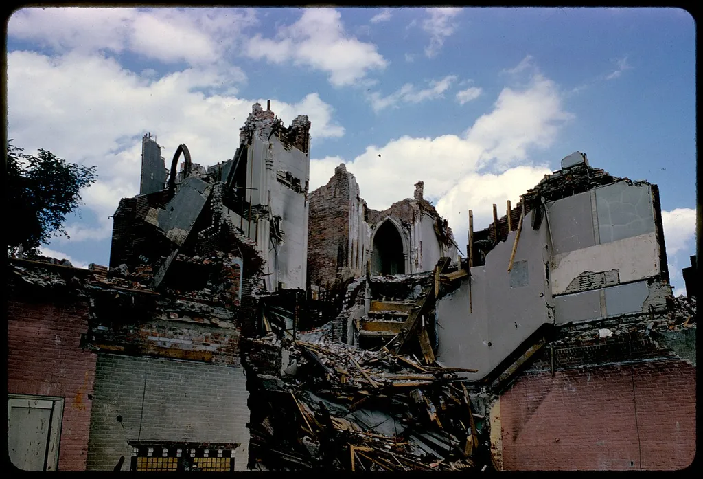 Ruins of Dudley Street Baptist Church, by Edmund L. Mitchell, 1965, from the Digital Commonwealth - commonwealth rb6911957.