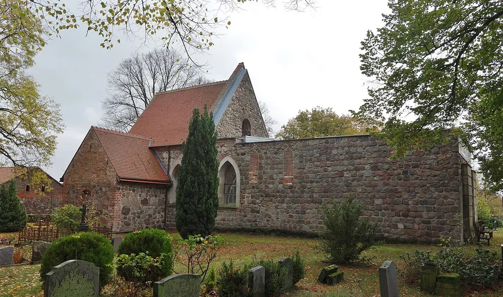 North-western view of the church in Birkholz , Bernau bei Berlin municipality , Barnim district, Brandenburg state, Germany.