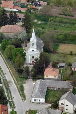 Valkó, Hungary, aerialphotography. Szent Mihály római katolikus templom