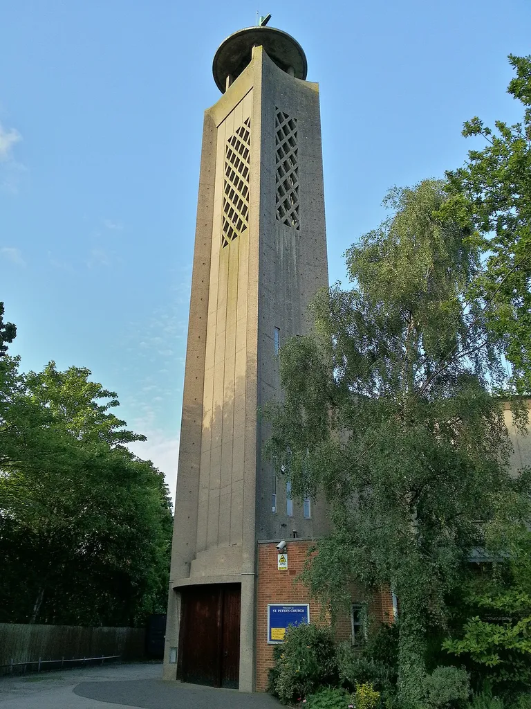 The outside tower of St Peter's Church Hall Green in Birmingham, England.