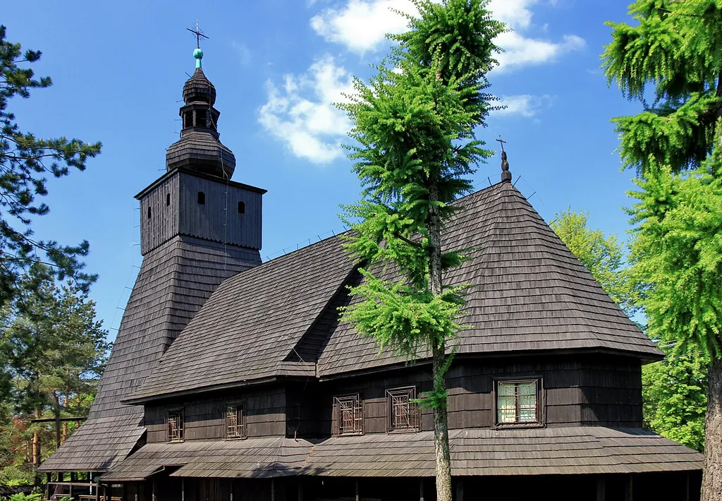 Kaczyce, Exaltation of the Holy Cross church, build in 1620, 1970
