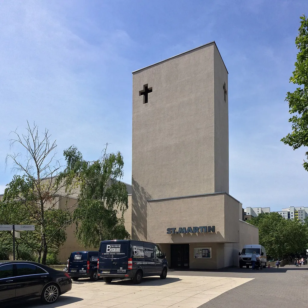 St.-Martin-Kirche, Märkisches Viertel, Berlin-Reinickendorf, Wilhelmsruher Damm, 1969–1975 Werner Düttmann
