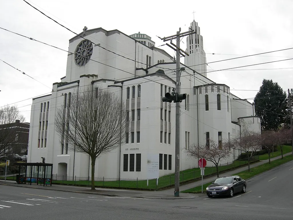 St. Joseph's Church, Roman Catholic parish church south of Aloha St. between 18th and 19th Avenues East, Capitol Hill, Seattle, Washington. The church is a city landmark.