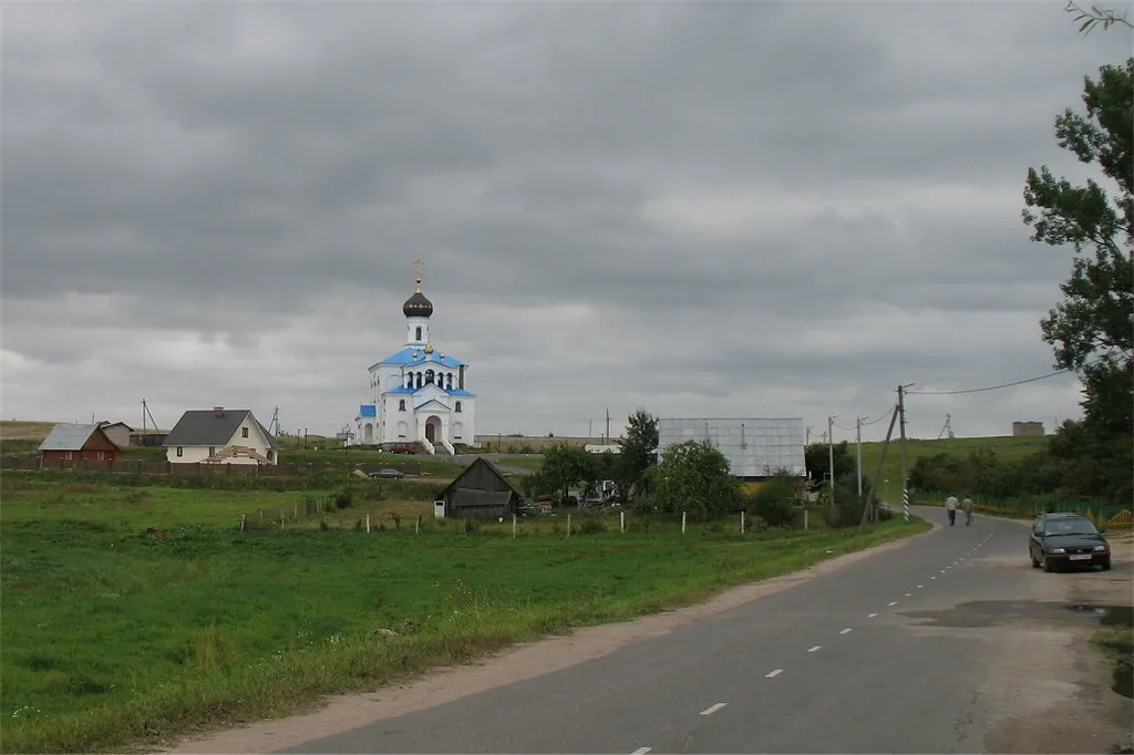 Orthodox church and its surroundings in the town of Mjadzel, in northern Minsk Region, in Belarus.