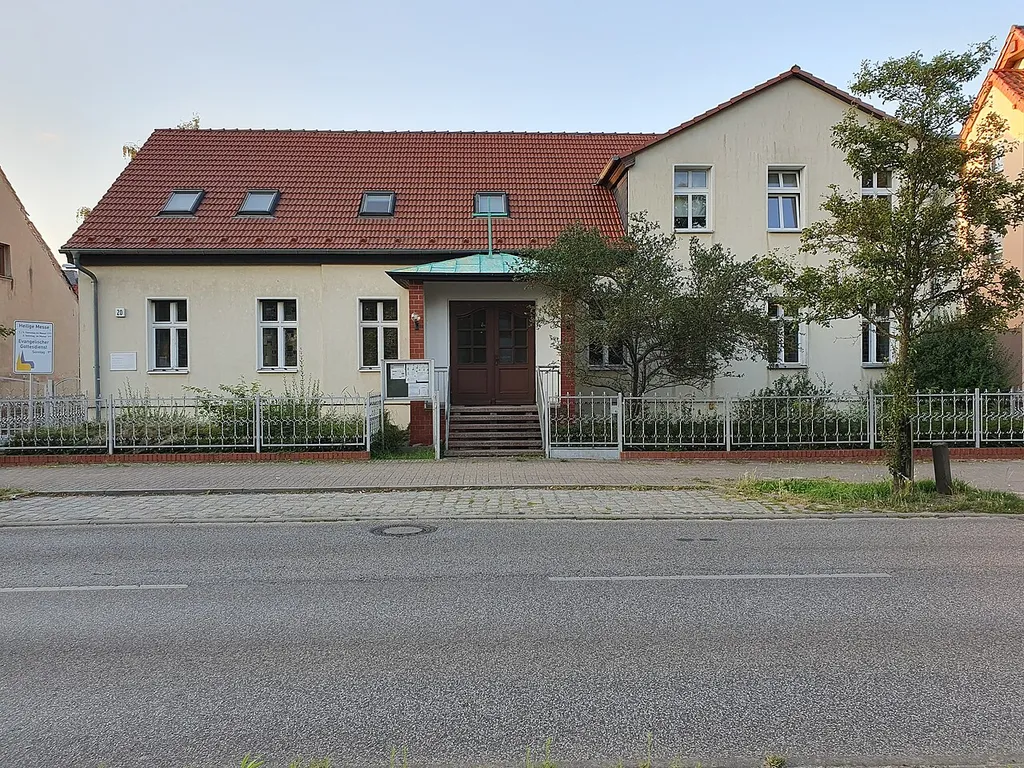 South-western view of the Roman Catholic church "St. Katharinen" in Schildow, Mühlenbecker Land municipality, Oberhavel district, Brandenburg state, Germany.