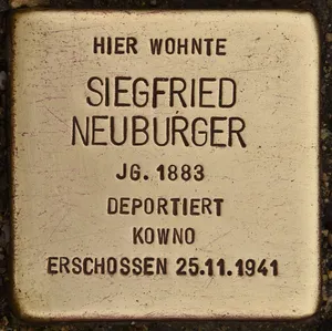 Stolperstein dedicated to Siegfried Neuburger