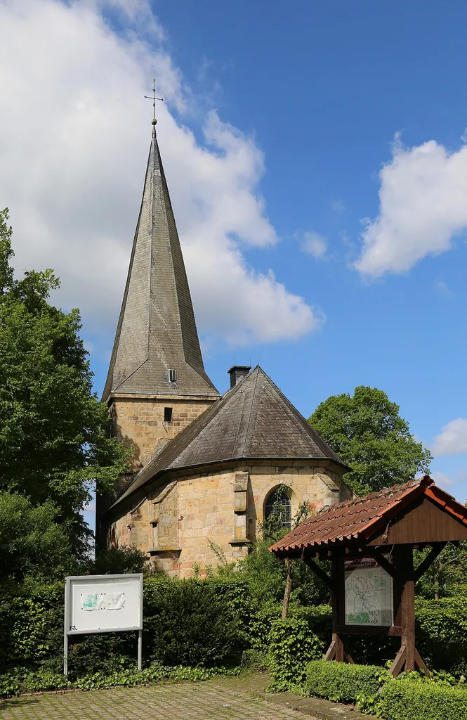 The Protestant Village Church (Dorfkirche) in Tecklenburg-Ledde, Kreis Steinfurt, North Rhine-Westphalia, Germany. The church is also a dedicated Site of Community Importance.