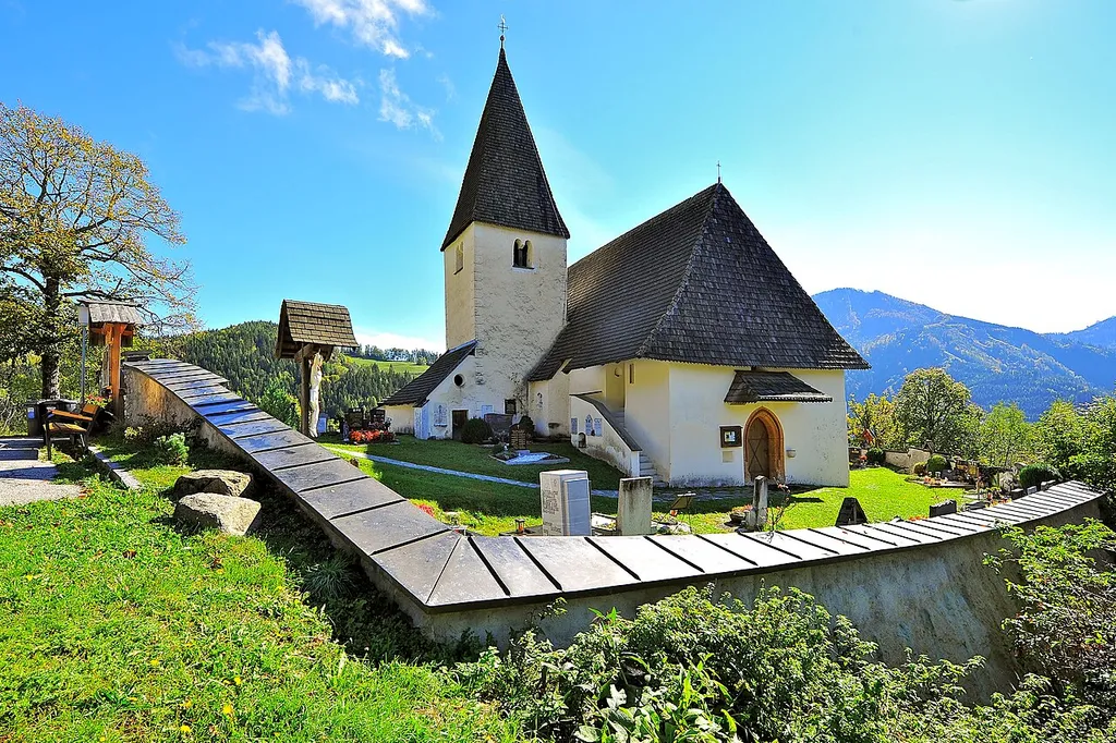 Parish church Saint John the Baptist at Ebriach, municipality Eisenkappel-Vellach, district Voelkermarkt, Carinthia / Austria / EU