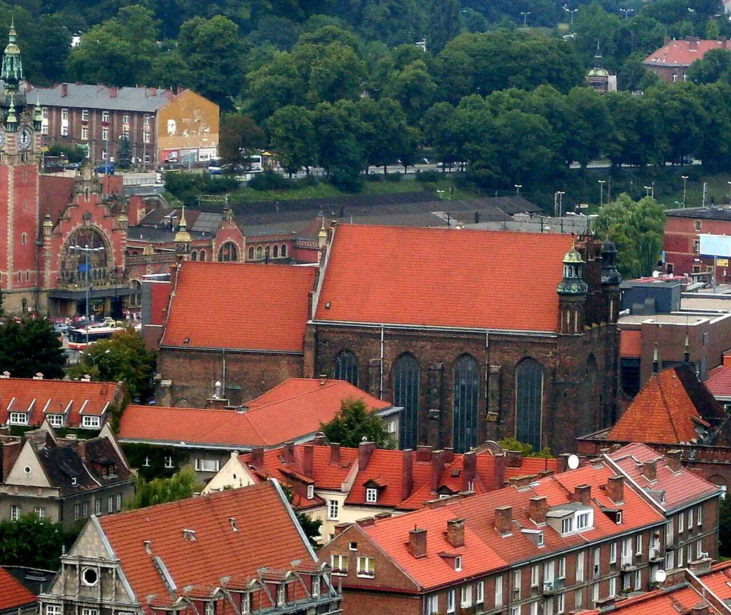 Church of Saint Joseph in Gdańsk, view from belfry of Church of Saint Mary in Gdańsk.