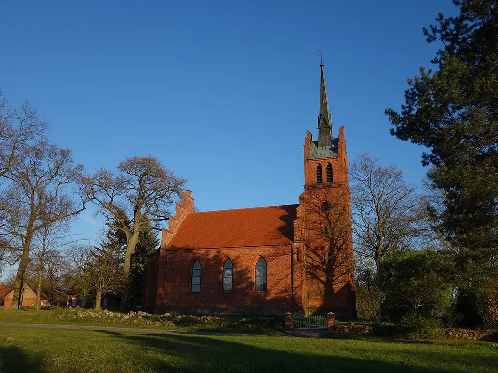 North-western view of church in Neu Krüssow, Pritzwalk municipality, Prignitz district, Brandenburg state, Germany