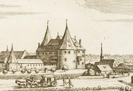 Die Burg Guémar, Ausschnitt aus dem Kupferstich von Matthäus Merian
