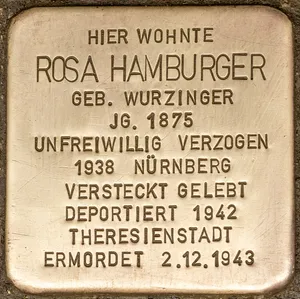 Stolperstein dedicated to Rosa Hamburger