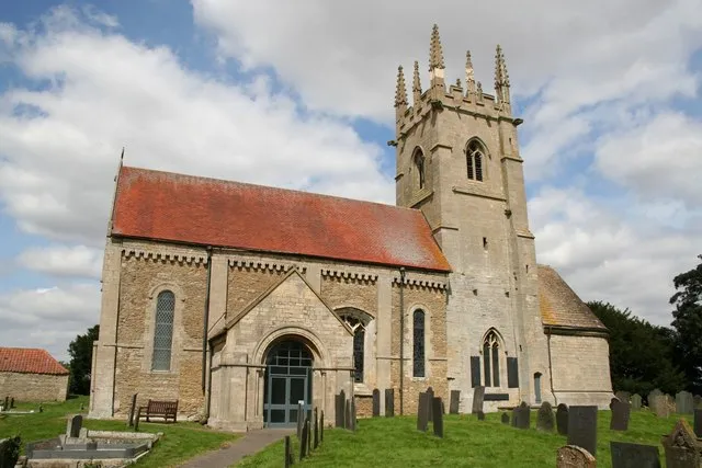 Church of England parish church of St Andrew, Sempringham, Lincolnshire: view form the southwest, showing the high Norman nave