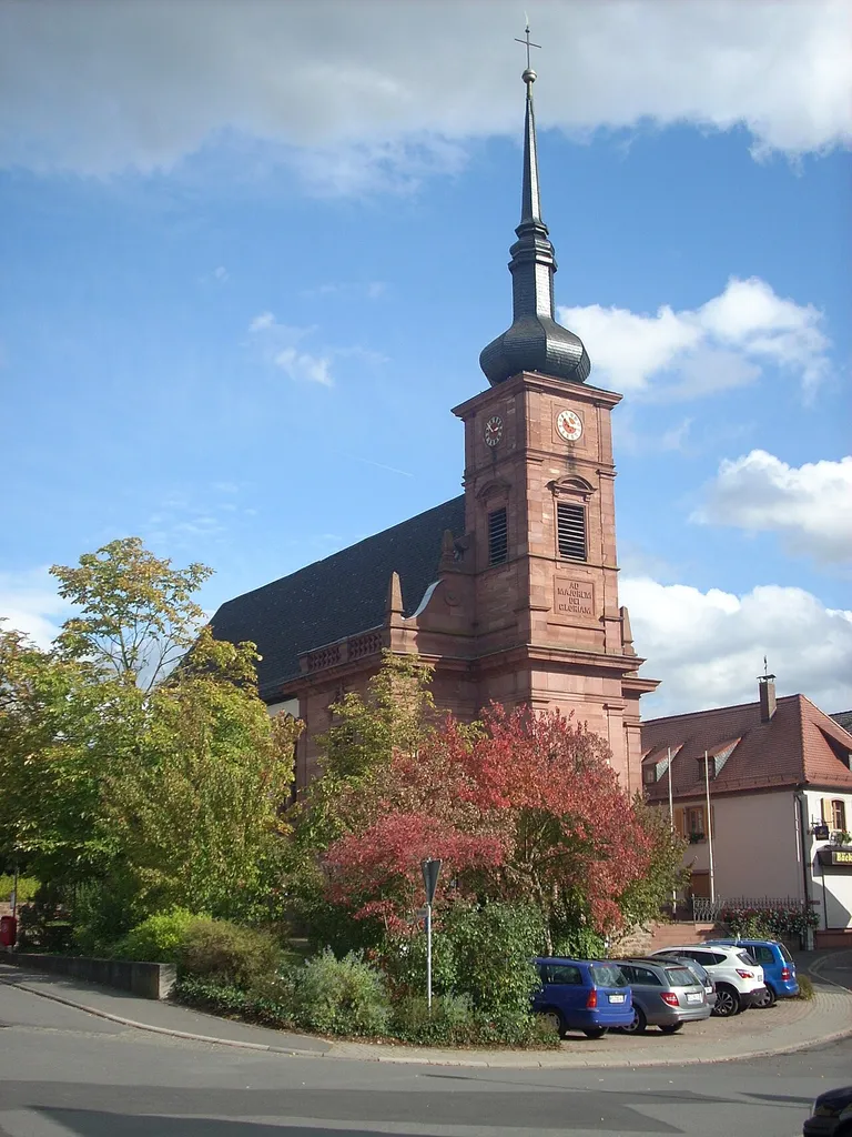 Katholische Pfarrkirche Mariä Himmelfahrt, 1623/24, Turm und Verlängerung 1893, Akten-Nr. D-6-76-134-54