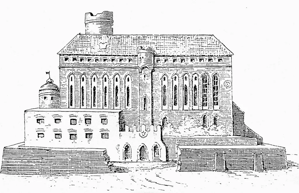 The Teutonic Knights Castle in Grudziądz, 2nd H. of the 13th c. (destroyed). Southern side in 18th century, after litography