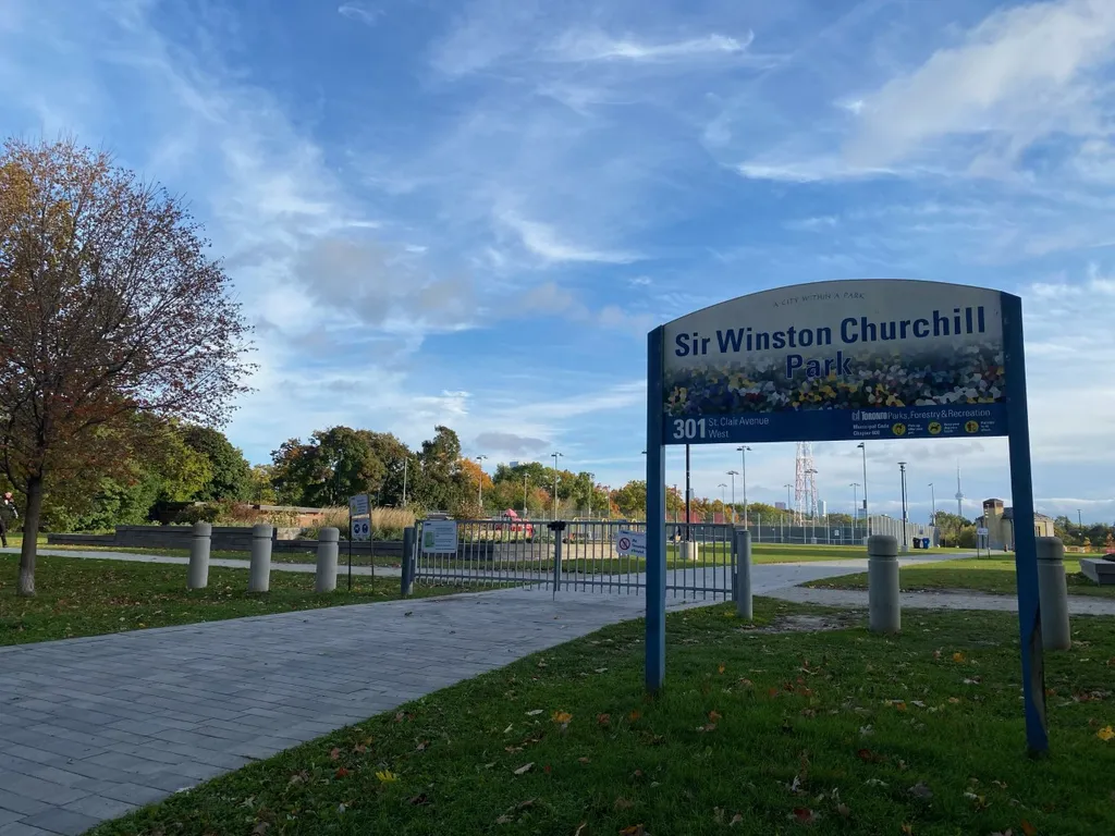 The entrance to Sir Winston Churchill Park in Toronto, Ontario