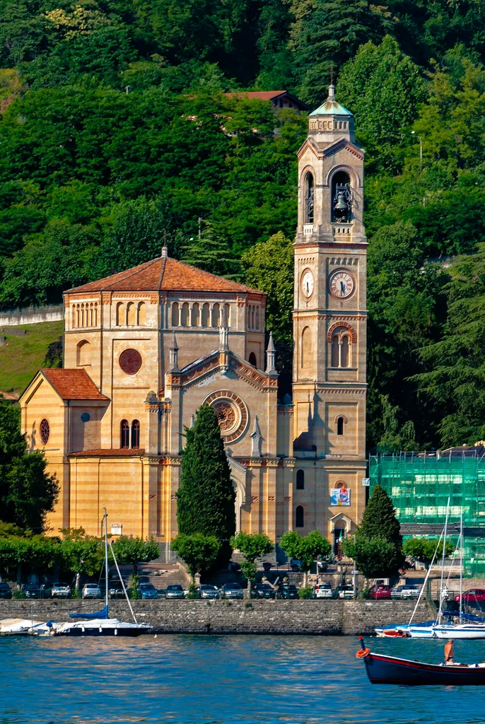 Chiesa do San Lorenzo, Tremezzo, seen from the ferry on Lake Como