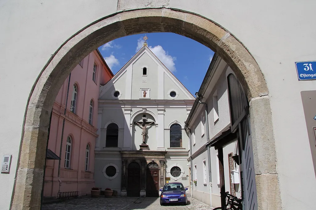 Regensburg, Klosterkirche St. Matthias, south side through archway from Ostengasse