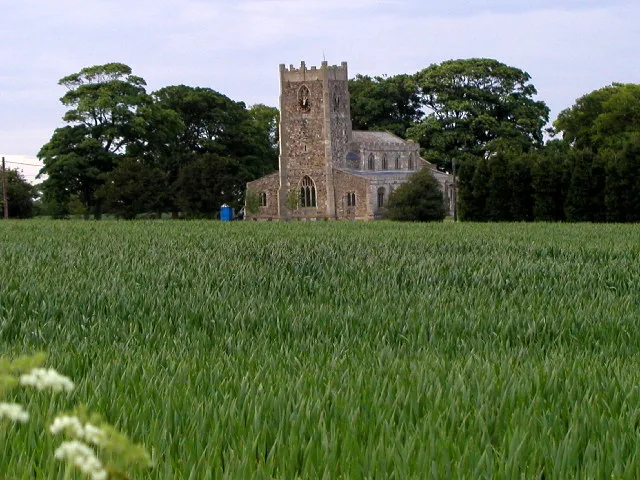 St Peter's Church, Humbleton, East Riding of Yorkshire, England.Taken from the road junction at MR: TA22373459 looking in a NE direction.
