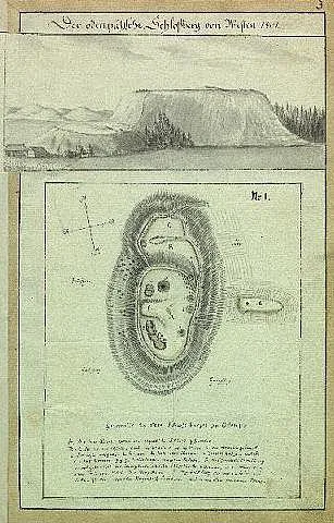Scan from Johann Christoph Brotze's book Sammlung verschiedner Liefländischer Monumente. Ottepäh heißt auf ehstnisch Bärenhaupt, auf ruß. ebenfalls Medweschia Golowa ...