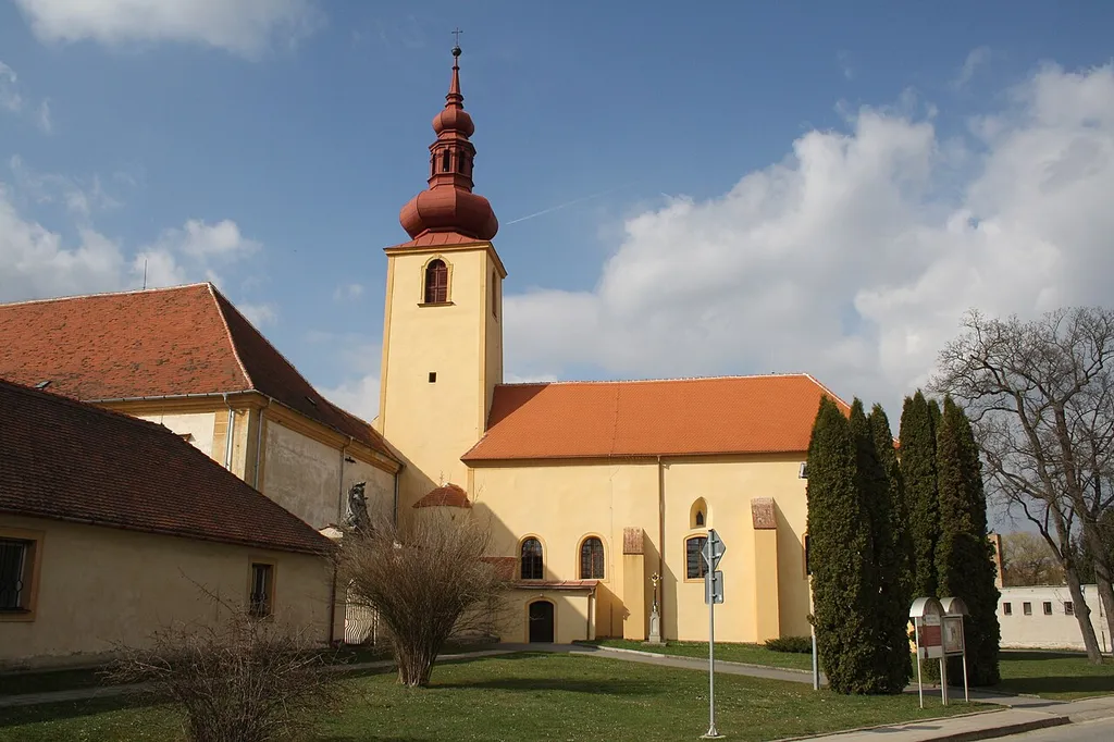 Overview of Church of Saint Peter and Paul in Dalešice, Třebíč District.