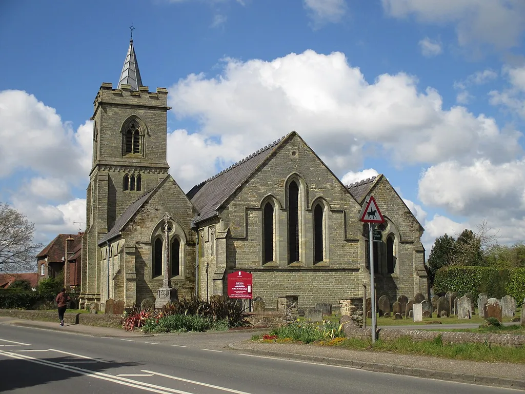 Holy Trinity church, Lower Beeding, West Sussex, seen from the east.