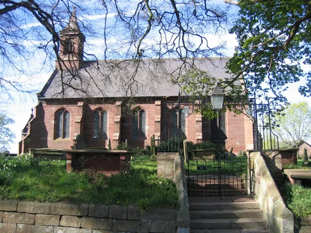 St Mary's parish church, Coddington, Cheshire, seen from the south