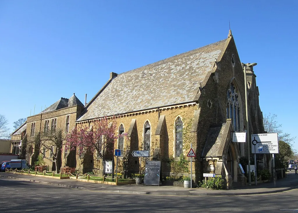 Former Godalming Congregational Church, Bridge Road, Godalming, Borough of Waverley, Surrey, England. Now a restaurant.