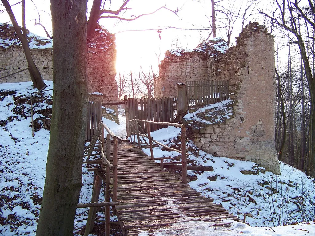 Ruin of Pravda Castle. Pnětluky, Louny District, the Czech Republic.